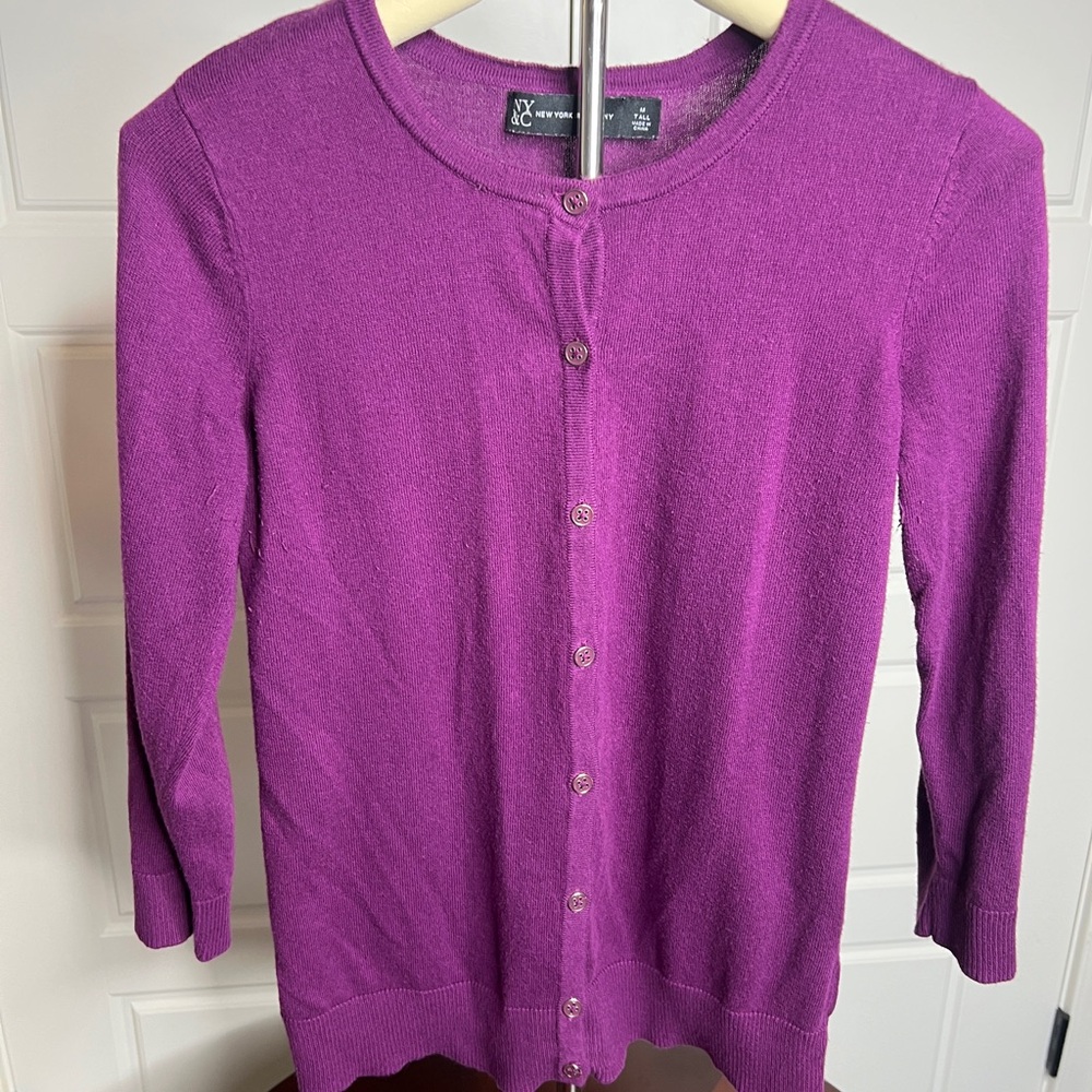 New York & Company Magenta Cardigan